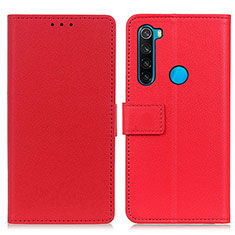 Custodia Portafoglio In Pelle Cover con Supporto M08L per Xiaomi Redmi Note 8 (2021) Rosso