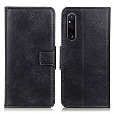 Custodia Portafoglio In Pelle Cover con Supporto M09L per Sony Xperia 1 V Nero