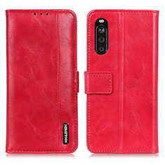 Custodia Portafoglio In Pelle Cover con Supporto M11L per Sony Xperia 10 III Lite Rosso
