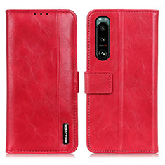 Custodia Portafoglio In Pelle Cover con Supporto M11L per Sony Xperia 5 III Rosso