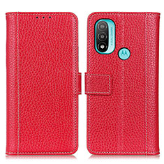 Custodia Portafoglio In Pelle Cover con Supporto M13L per Motorola Moto E20 Rosso