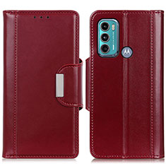 Custodia Portafoglio In Pelle Cover con Supporto M13L per Motorola Moto G60 Rosso