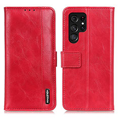 Custodia Portafoglio In Pelle Cover con Supporto M13L per Samsung Galaxy S21 Ultra 5G Rosso