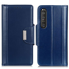 Custodia Portafoglio In Pelle Cover con Supporto M13L per Sony Xperia 1 III Blu