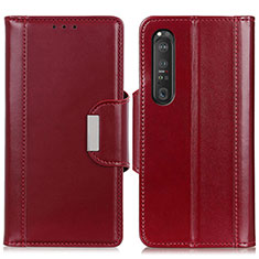 Custodia Portafoglio In Pelle Cover con Supporto M13L per Sony Xperia 1 III Rosso