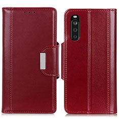 Custodia Portafoglio In Pelle Cover con Supporto M13L per Sony Xperia 10 III Rosso