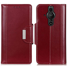 Custodia Portafoglio In Pelle Cover con Supporto M13L per Sony Xperia PRO-I Rosso