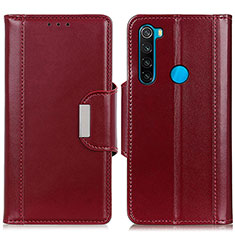 Custodia Portafoglio In Pelle Cover con Supporto M13L per Xiaomi Redmi Note 8 (2021) Rosso