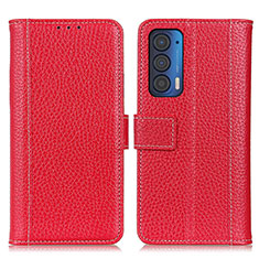 Custodia Portafoglio In Pelle Cover con Supporto M14L per Motorola Moto Edge (2021) 5G Rosso