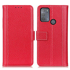 Custodia Portafoglio In Pelle Cover con Supporto M14L per Motorola Moto G50 Rosso