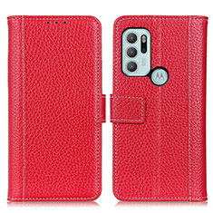 Custodia Portafoglio In Pelle Cover con Supporto M14L per Motorola Moto G60s Rosso