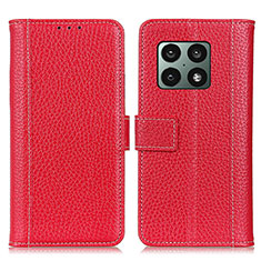 Custodia Portafoglio In Pelle Cover con Supporto M14L per OnePlus 10 Pro 5G Rosso