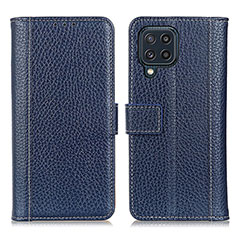 Custodia Portafoglio In Pelle Cover con Supporto M14L per Samsung Galaxy M32 4G Blu