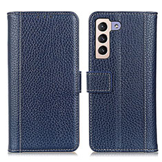 Custodia Portafoglio In Pelle Cover con Supporto M14L per Samsung Galaxy S21 FE 5G Blu