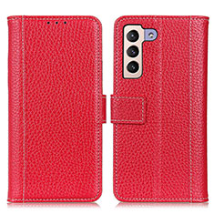 Custodia Portafoglio In Pelle Cover con Supporto M14L per Samsung Galaxy S21 FE 5G Rosso