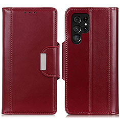 Custodia Portafoglio In Pelle Cover con Supporto M14L per Samsung Galaxy S22 Ultra 5G Rosso