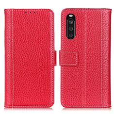 Custodia Portafoglio In Pelle Cover con Supporto M14L per Sony Xperia 10 III Rosso