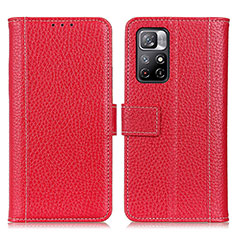 Custodia Portafoglio In Pelle Cover con Supporto M14L per Xiaomi Poco M4 Pro 5G Rosso