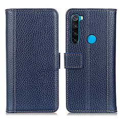 Custodia Portafoglio In Pelle Cover con Supporto M14L per Xiaomi Redmi Note 8 (2021) Blu