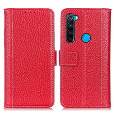 Custodia Portafoglio In Pelle Cover con Supporto M14L per Xiaomi Redmi Note 8 (2021) Rosso