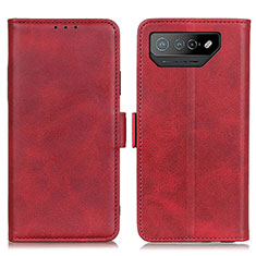 Custodia Portafoglio In Pelle Cover con Supporto M15L per Asus ROG Phone 7 Ultimate Rosso