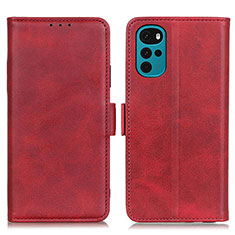 Custodia Portafoglio In Pelle Cover con Supporto M15L per Motorola Moto G22 Rosso