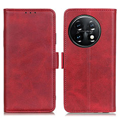 Custodia Portafoglio In Pelle Cover con Supporto M15L per OnePlus 11 5G Rosso