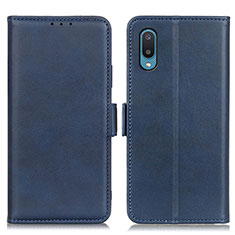 Custodia Portafoglio In Pelle Cover con Supporto M15L per Samsung Galaxy M02 Blu