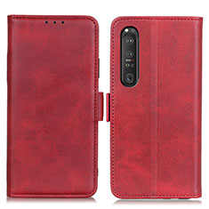 Custodia Portafoglio In Pelle Cover con Supporto M15L per Sony Xperia 1 III Rosso