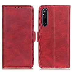 Custodia Portafoglio In Pelle Cover con Supporto M15L per Sony Xperia 1 V Rosso
