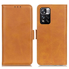 Custodia Portafoglio In Pelle Cover con Supporto M15L per Xiaomi Poco X4 NFC Marrone Chiaro