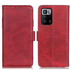 Custodia Portafoglio In Pelle Cover con Supporto M15L per Xiaomi Redmi Note 10 Pro 5G Rosso