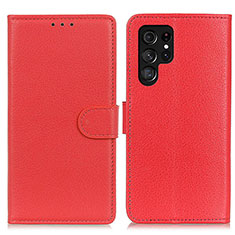 Custodia Portafoglio In Pelle Cover con Supporto M18L per Samsung Galaxy S21 Ultra 5G Rosso