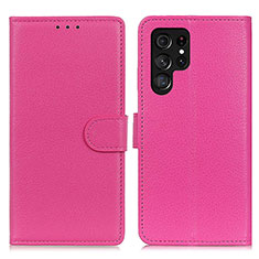 Custodia Portafoglio In Pelle Cover con Supporto M18L per Samsung Galaxy S24 Ultra 5G Rosa Caldo