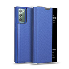 Custodia Portafoglio In Pelle Cover con Supporto N01 per Samsung Galaxy Note 20 5G Blu