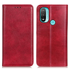 Custodia Portafoglio In Pelle Cover con Supporto N01P per Motorola Moto E30 Rosso