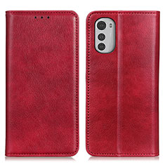 Custodia Portafoglio In Pelle Cover con Supporto N01P per Motorola Moto E32 Rosso