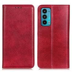 Custodia Portafoglio In Pelle Cover con Supporto N01P per Motorola Moto Edge Lite 5G Rosso