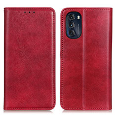 Custodia Portafoglio In Pelle Cover con Supporto N01P per Motorola Moto G 5G (2022) Rosso