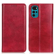Custodia Portafoglio In Pelle Cover con Supporto N01P per Motorola Moto G22 Rosso