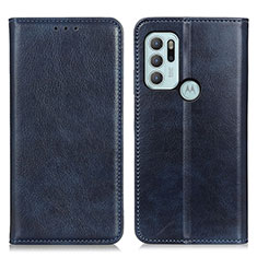 Custodia Portafoglio In Pelle Cover con Supporto N01P per Motorola Moto G60s Blu