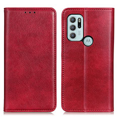 Custodia Portafoglio In Pelle Cover con Supporto N01P per Motorola Moto G60s Rosso
