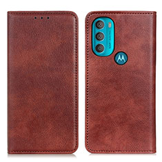 Custodia Portafoglio In Pelle Cover con Supporto N01P per Motorola Moto G71 5G Marrone