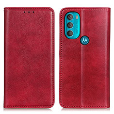 Custodia Portafoglio In Pelle Cover con Supporto N01P per Motorola Moto G71 5G Rosso