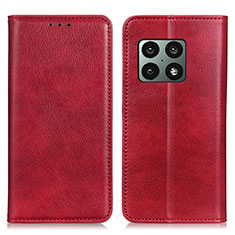 Custodia Portafoglio In Pelle Cover con Supporto N01P per OnePlus 10 Pro 5G Rosso