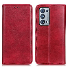 Custodia Portafoglio In Pelle Cover con Supporto N01P per Oppo Reno6 Pro+ Plus 5G Rosso