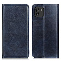 Custodia Portafoglio In Pelle Cover con Supporto N01P per Samsung Galaxy A03 Blu