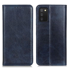 Custodia Portafoglio In Pelle Cover con Supporto N01P per Samsung Galaxy A03s Blu