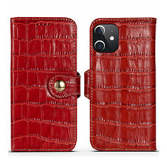 Custodia Portafoglio In Pelle Cover con Supporto N02 per Apple iPhone 12 Mini Rosso