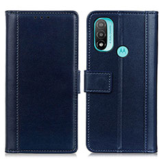 Custodia Portafoglio In Pelle Cover con Supporto N02P per Motorola Moto E20 Blu